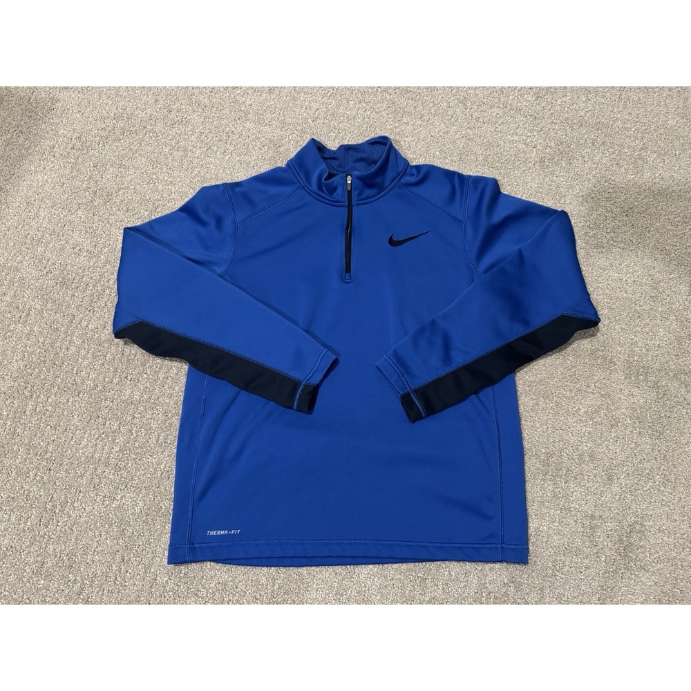 Nike Therma Fit 1/4 Zip Pullover Mens Medium Blue Long Sleeve Shirt Activewear